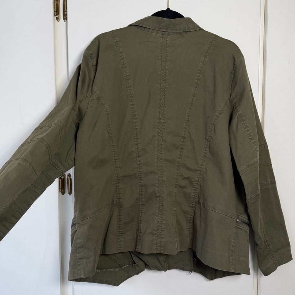 Sejour Olive Green Moto Utility Jacket Women's 22W Zip Front - Picture 10 of 14